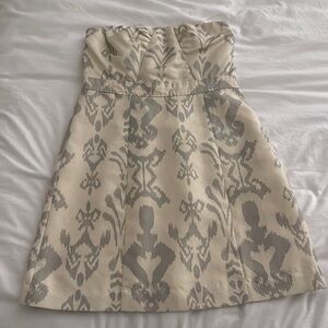 American Eagle Outfitters Strapless Dress - Cream and Gray